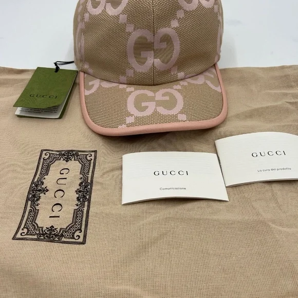 Women’s Gucci jumbo GG canvas, baseball hat in beige and pink size XL Italy - Picture 2 of 10
